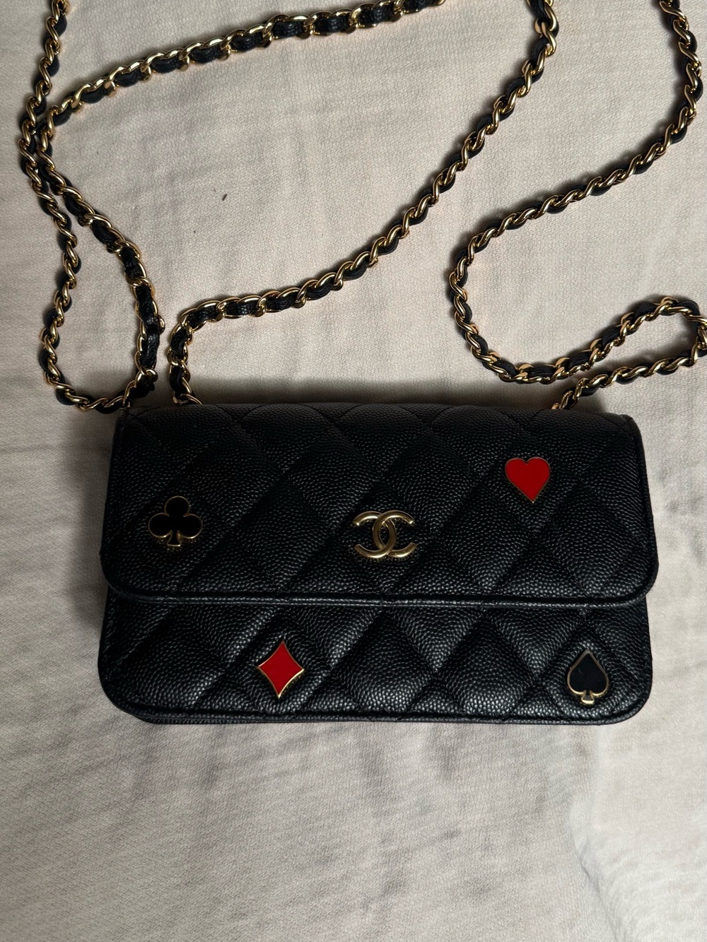 Chanel Coco Casino Flap Phone Holder with Chain Quilted Lambskin